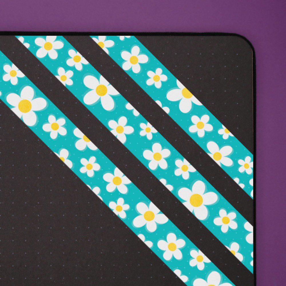 Daisies Blue Washi Tape - Black