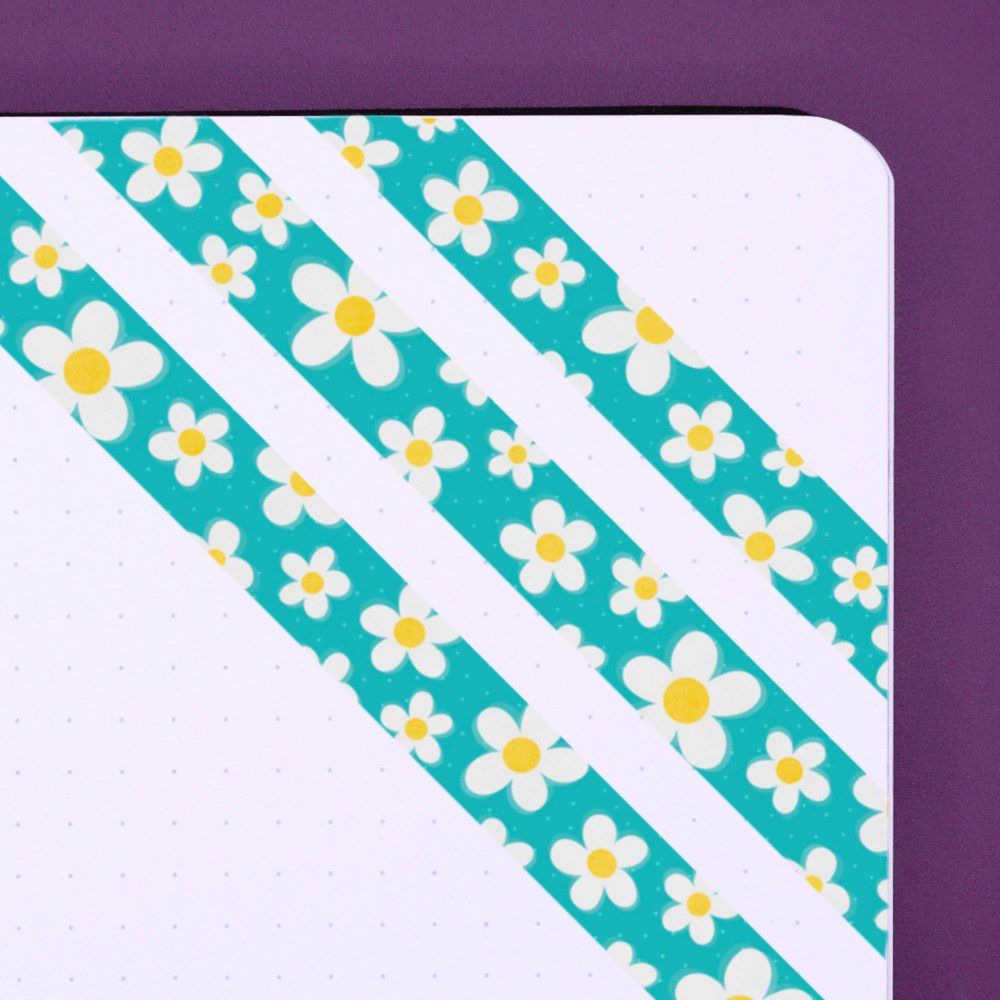 Daisies Blue Washi Tape - White