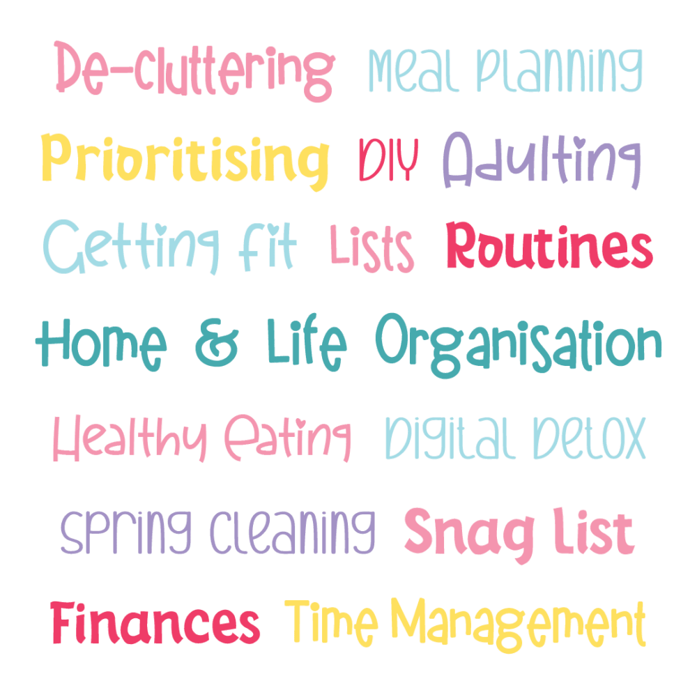 home & life organisation word cloud