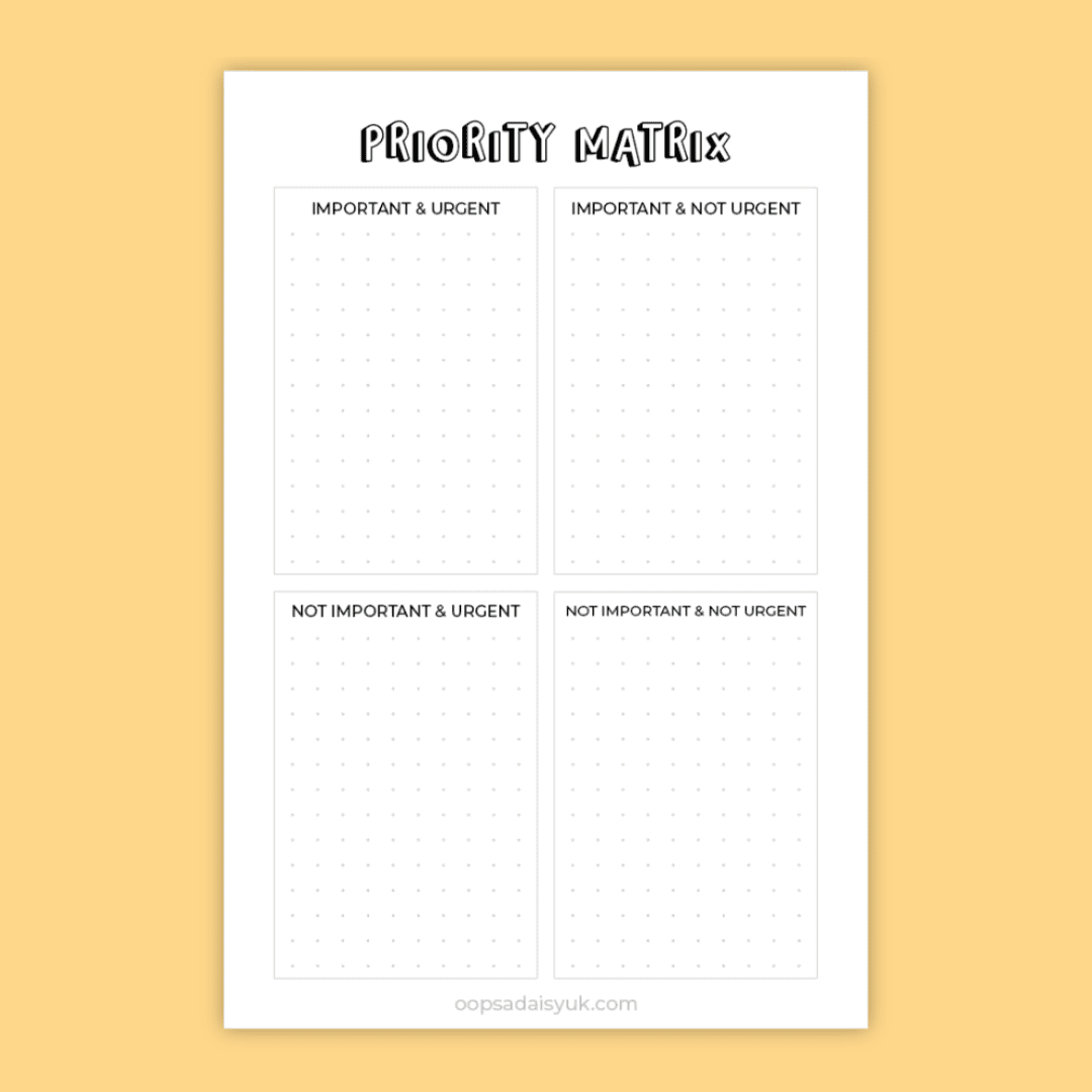 Priority Matrix - A5 Compatible Notepad (128x190mm)