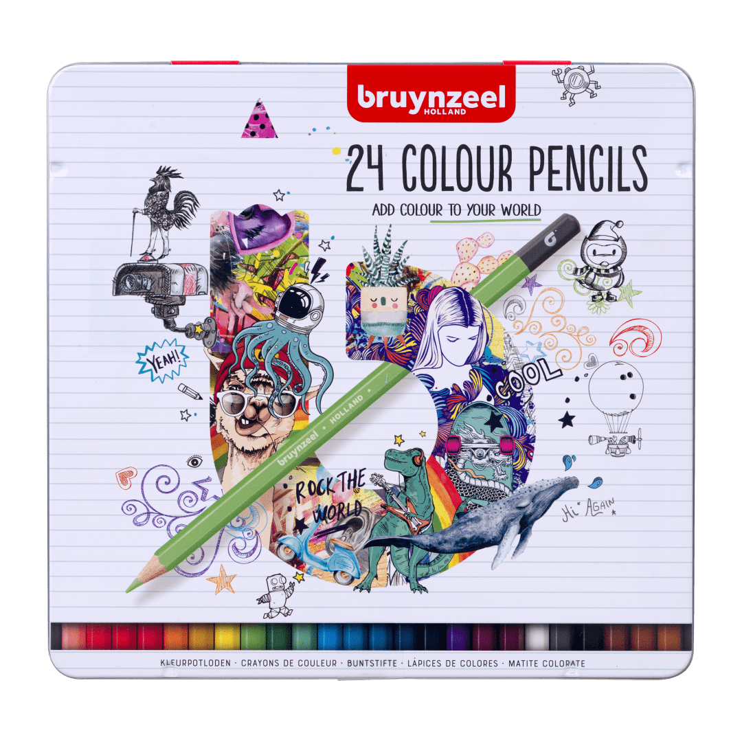 24 Colour Bruynzeel Pencils in Tin