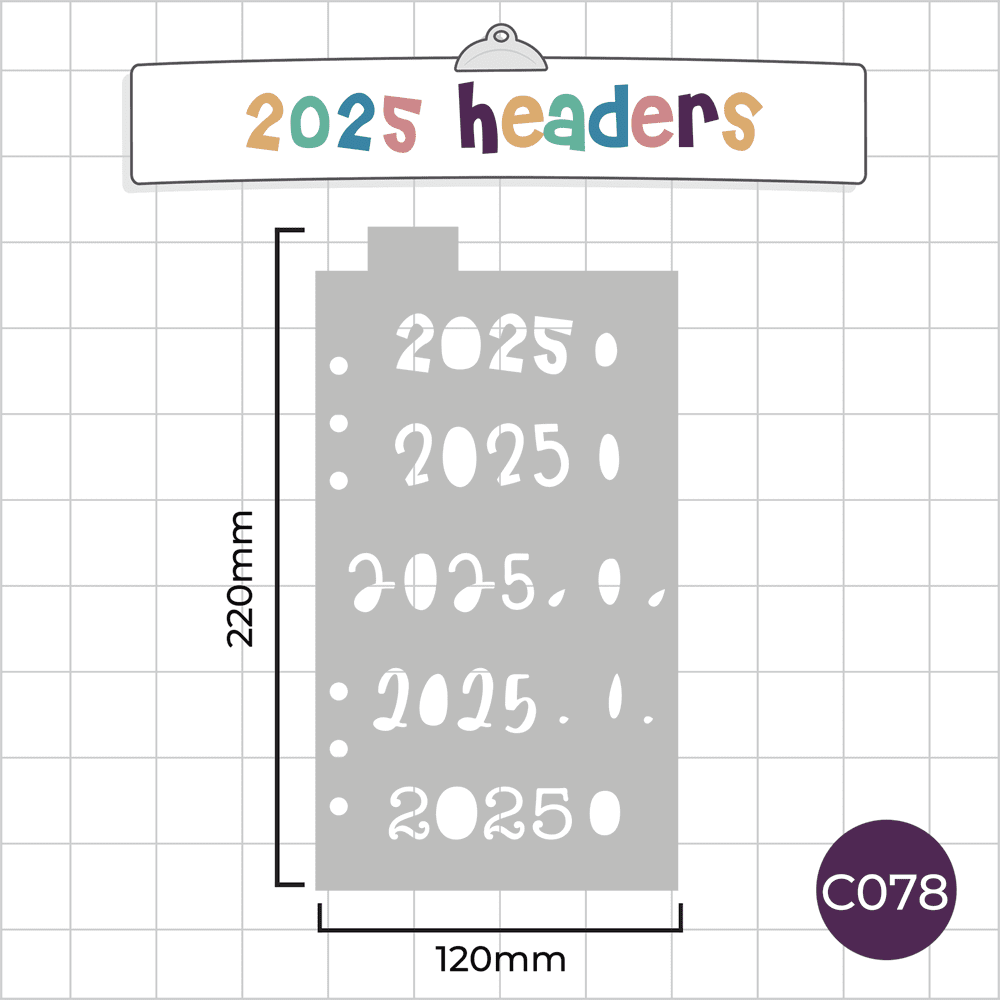 2025 Yearly Headers - Classic A5 Journal Stencil