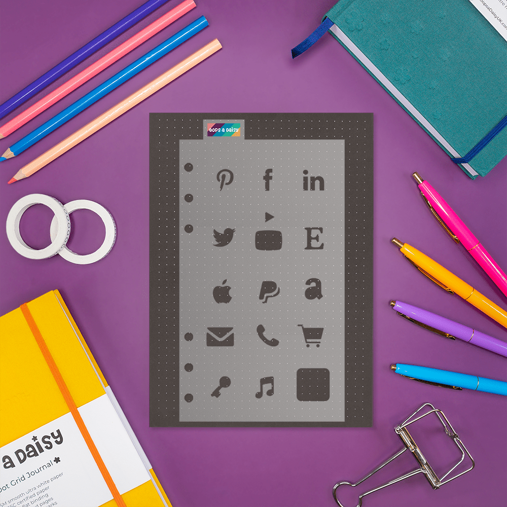 Social Media Icons - Classic A5 Journal Stencil