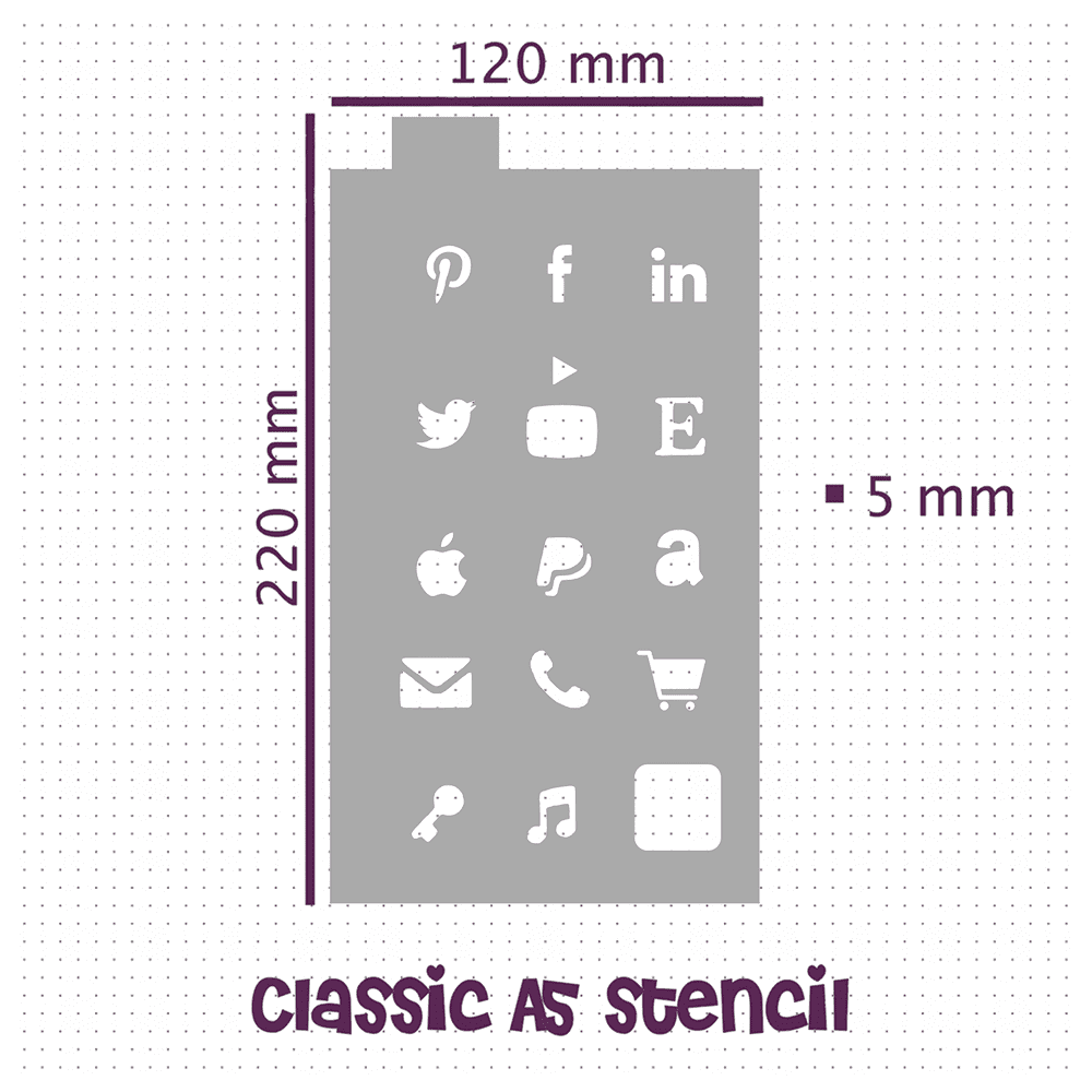 Social Media Icons - Classic A5 Journal Stencil