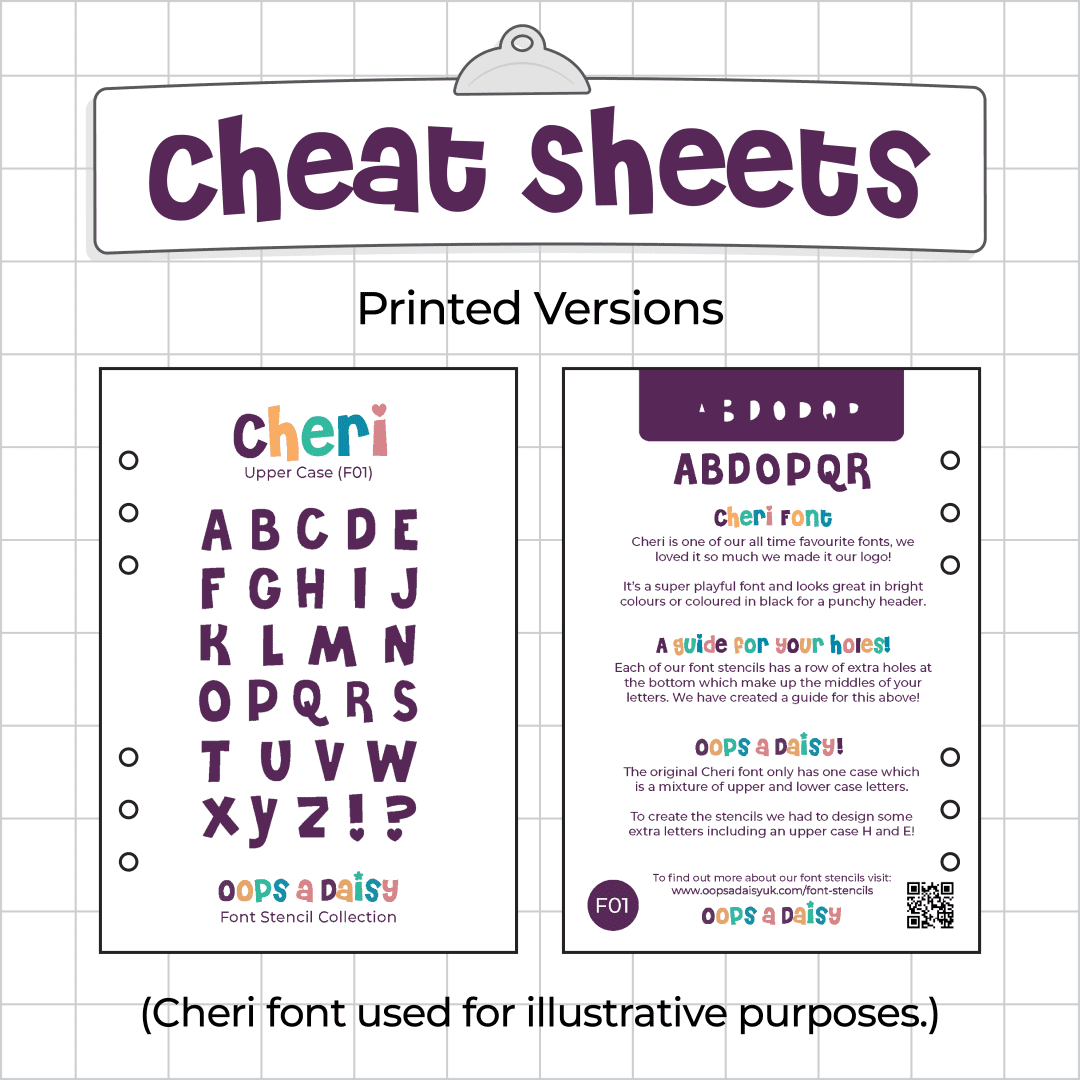 Font Stencil Cheat Sheets