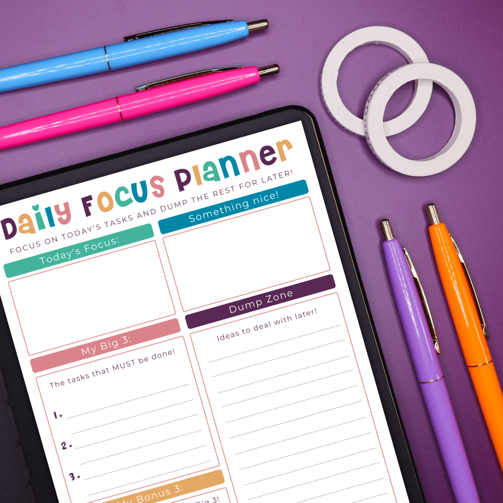 Daily Focus Planner - Journal Printable