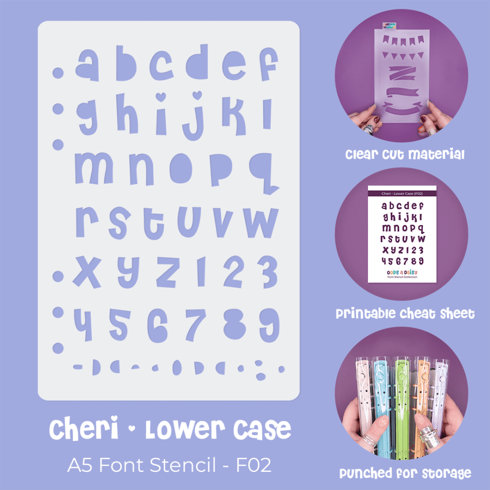 Cheri Font Lower Case - A5 Font Stencil