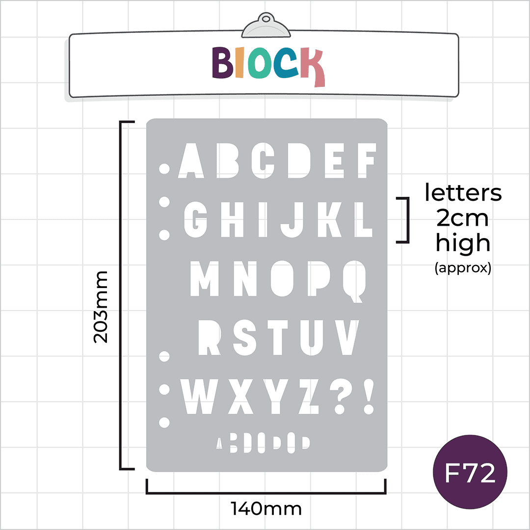 Block Font - A5 Font Stencil - Upper or Lower Case Alphabet