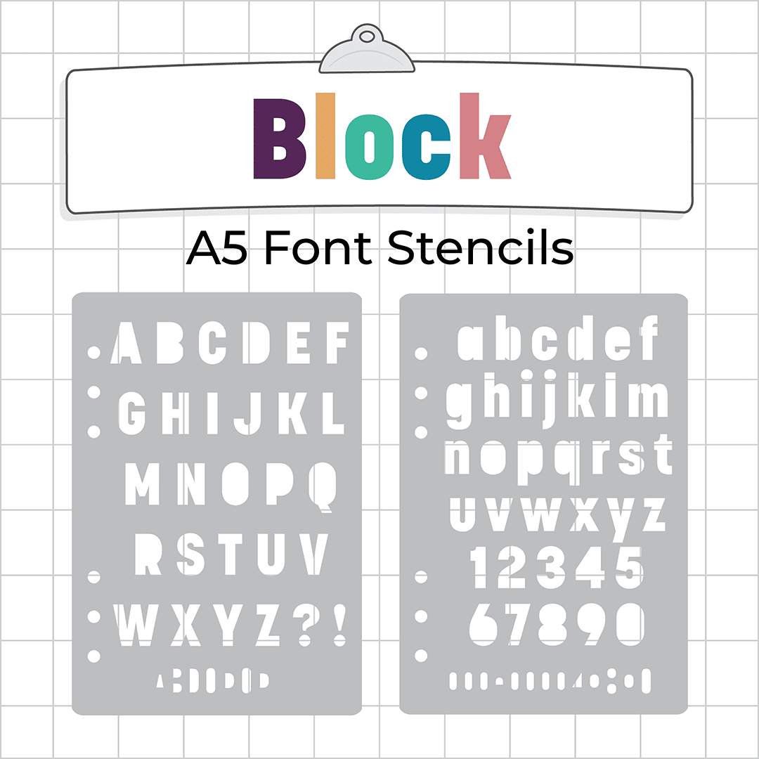 Block Font - A5 Font Stencil - Upper or Lower Case Alphabet