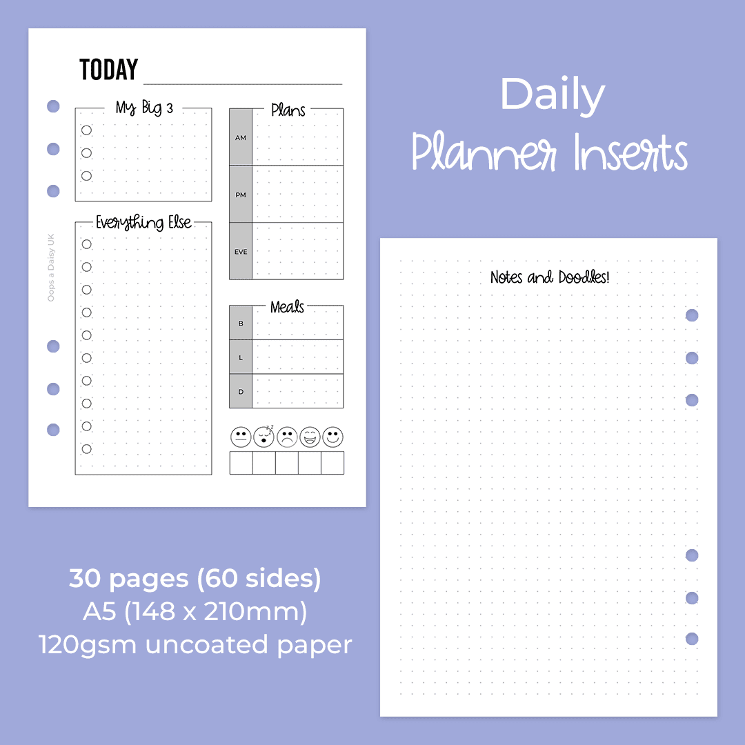 Daily Spread - A5 Hybrid Planner Inserts