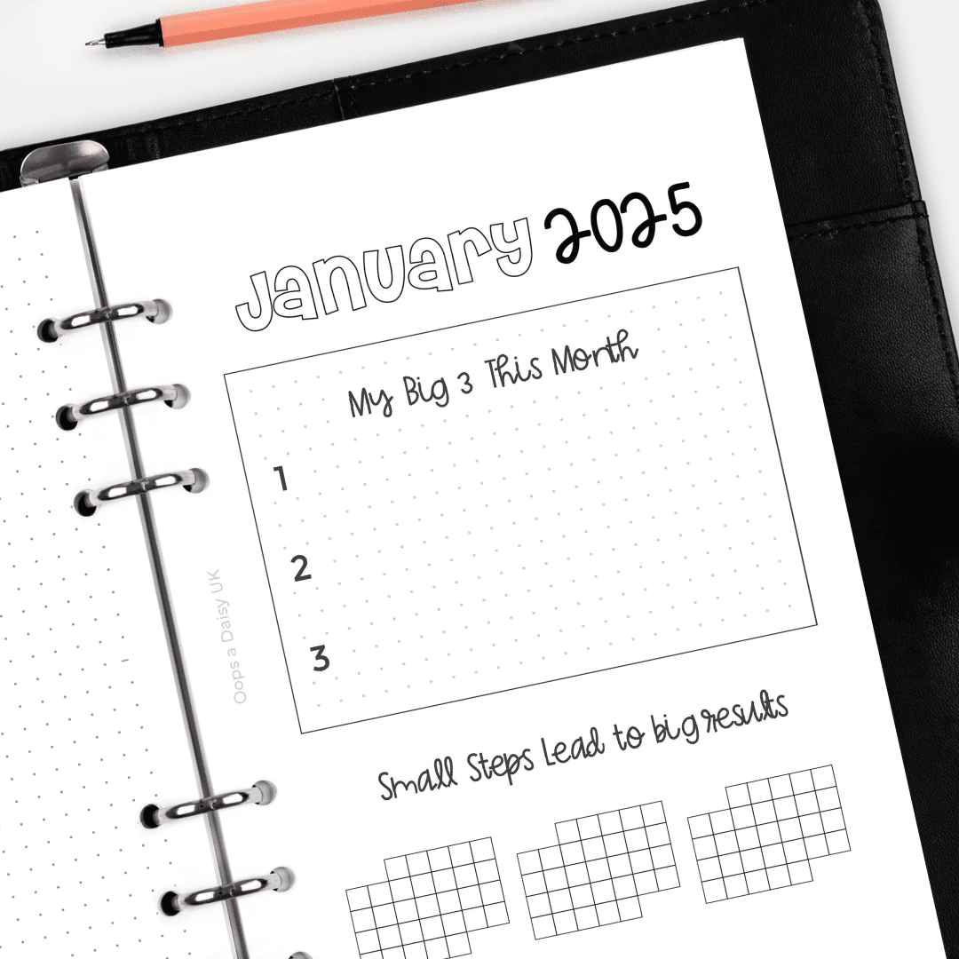 Monthly 2025 Calendars - A5 Hybrid Planner Inserts - Monday Start