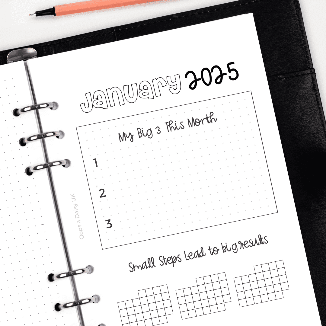 Monthly 2025 Calendars - A5 Hybrid Planner Inserts - Sunday Start