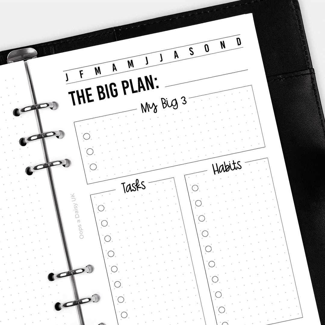 'Big Plan' Weekly - A5 Hybrid Planner Inserts