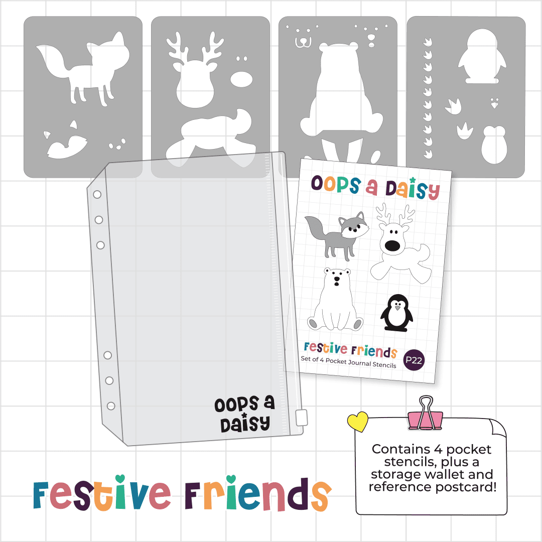 Festive Friends - Pocket Journal Stencils - Set of 4