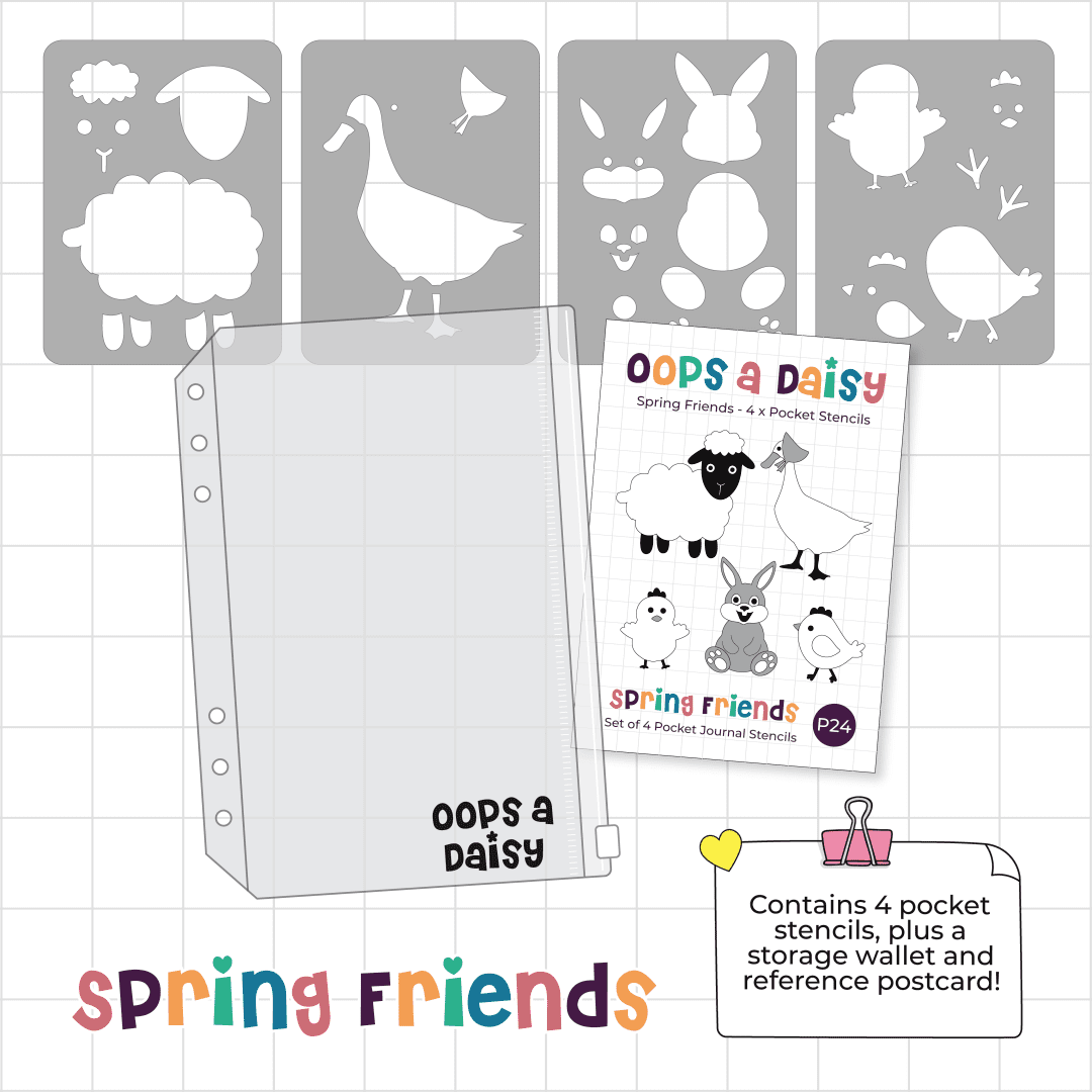 Spring Friends - Pocket Journal Stencils - Set of 4