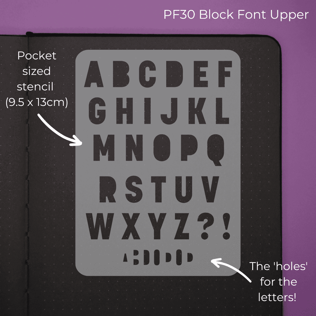 Block Upper Case -  Mini Font - Pocket Journal Stencil