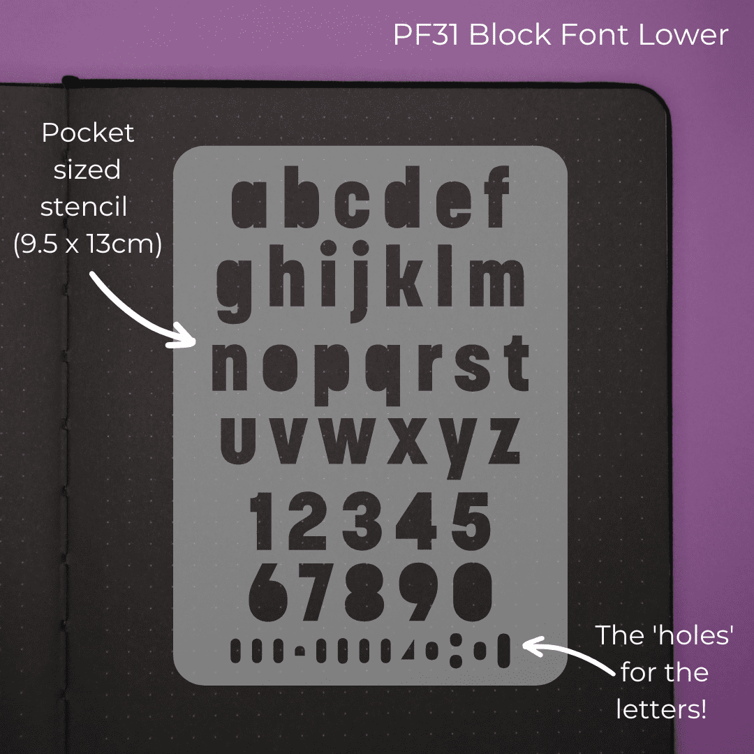 Block Lower Case -  Mini Font - Pocket Journal Stencil