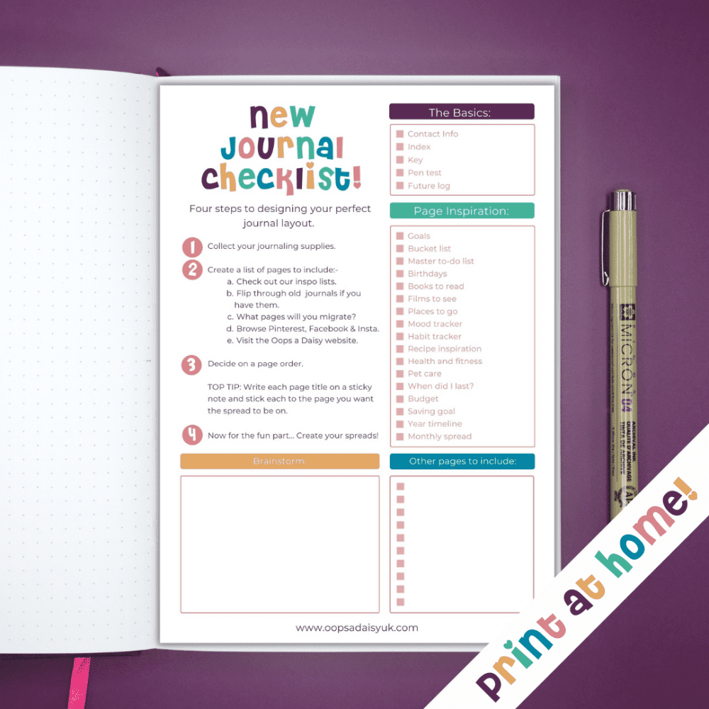 New Bullet Journal Checklist - Journal Printable