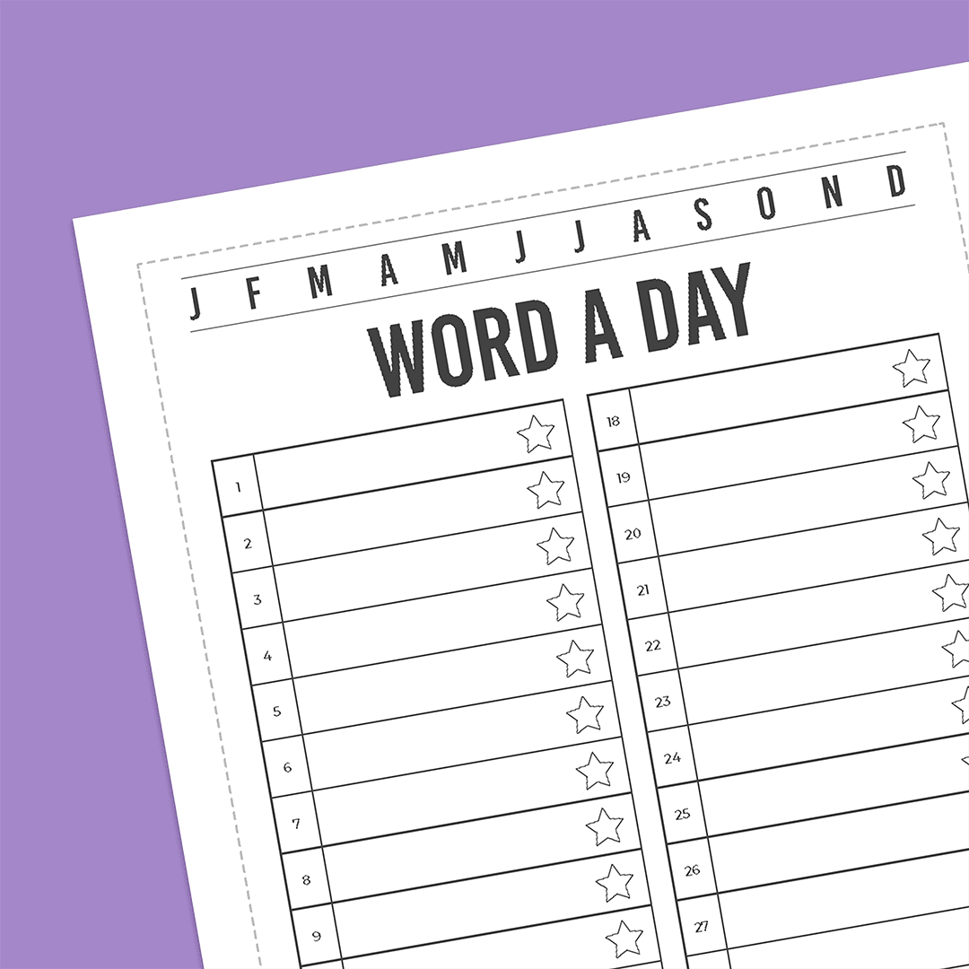 Word A Day - Super Easy Sticker Sheet (A5)