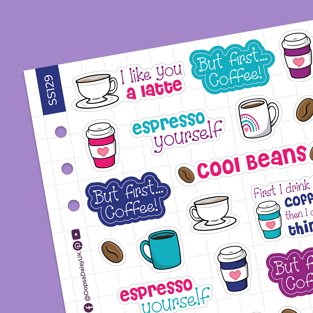 Coffee Quotes - A5 Sticker Sheet