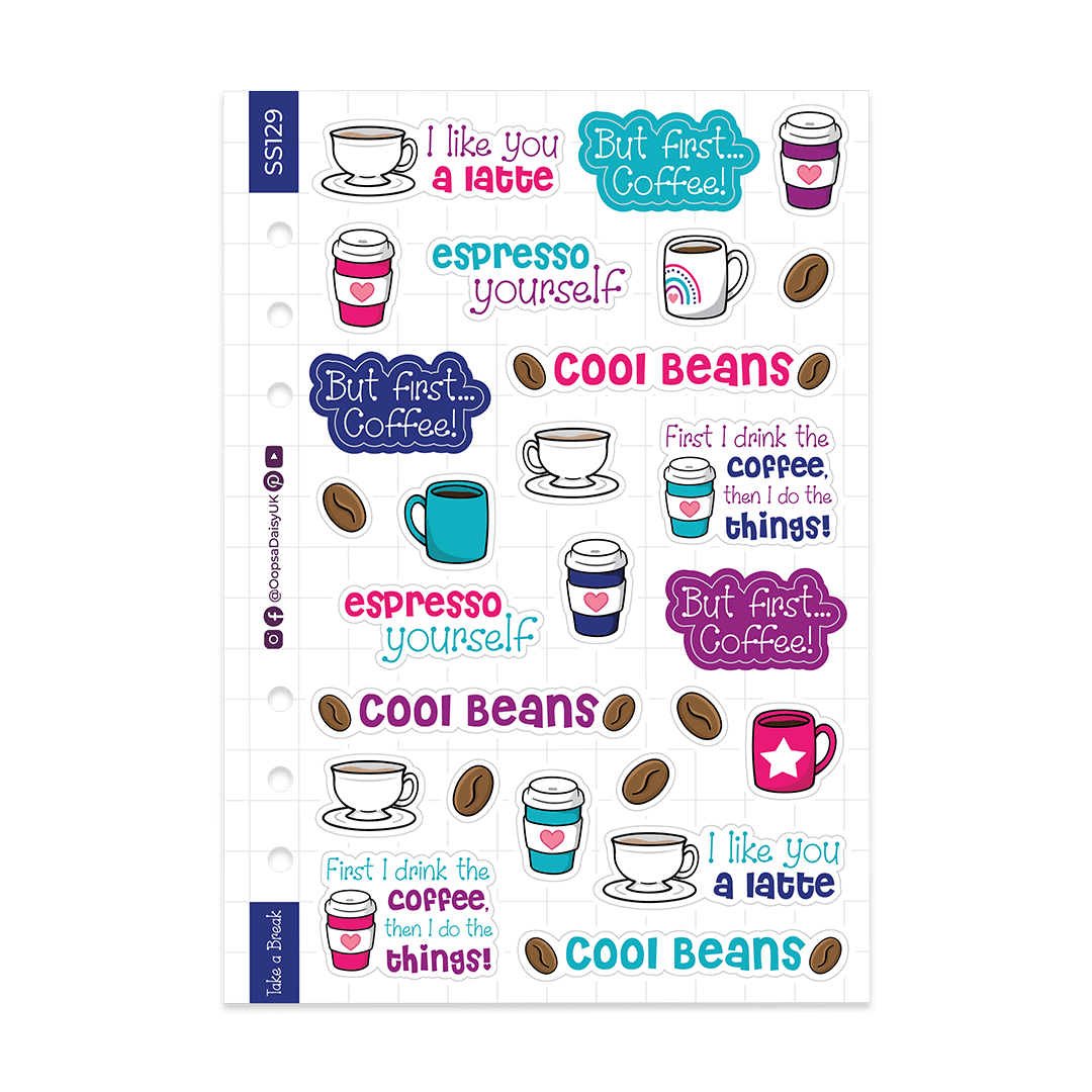 Coffee Quotes - A5 Sticker Sheet