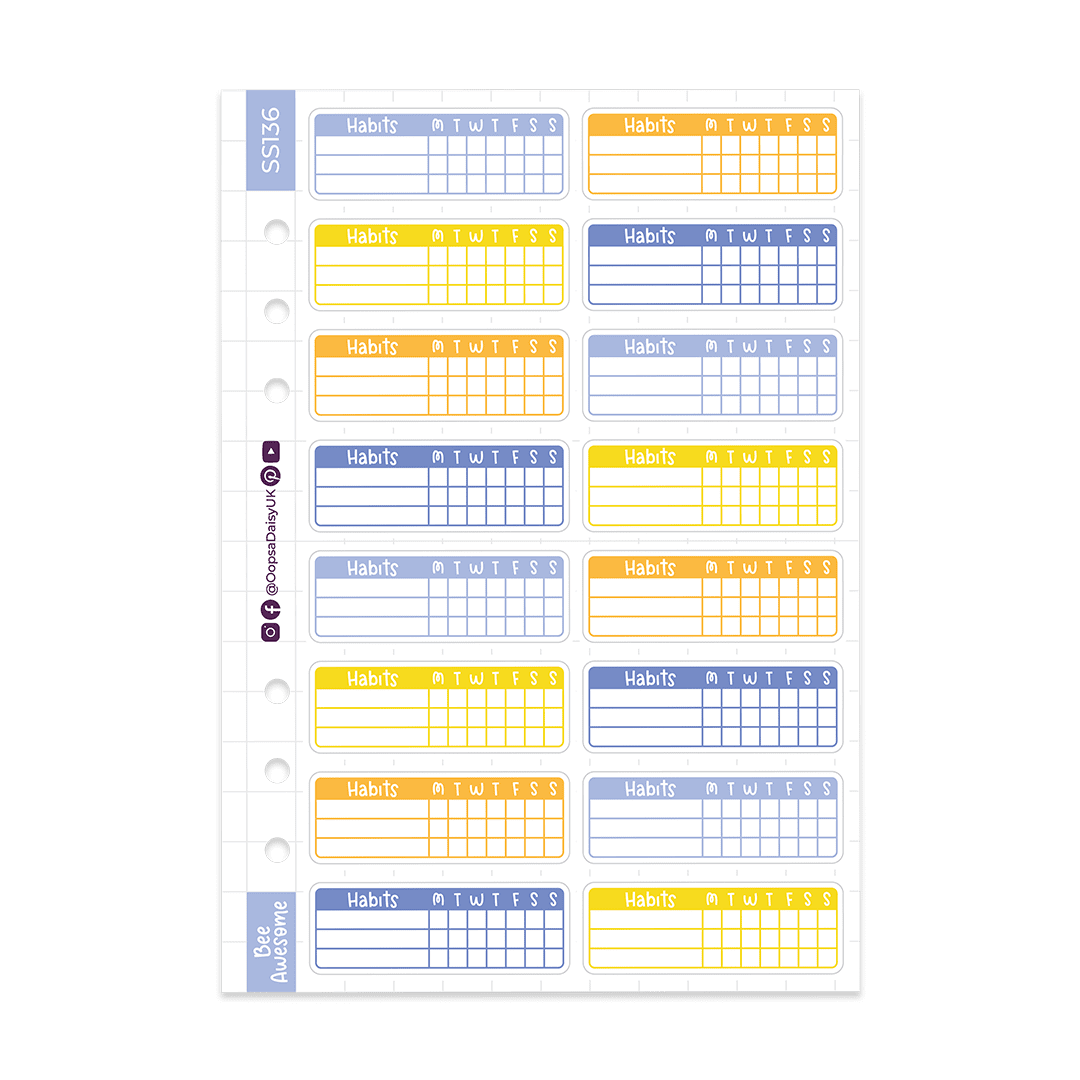 Bee Awesome Habit Trackers - A5 Sticker Sheet