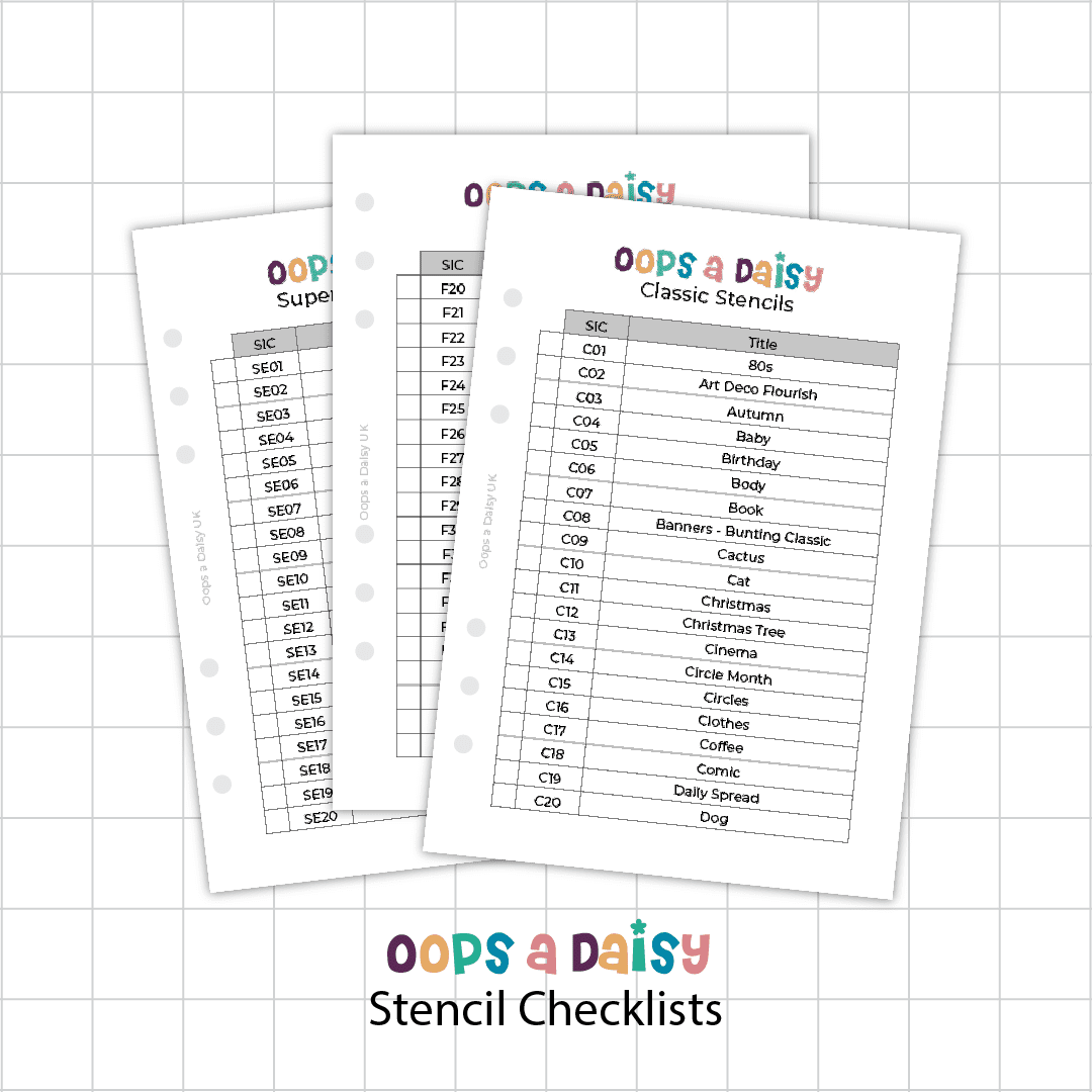 Oops a Daisy Subscription Stencil Checklists (Printed & Digital)