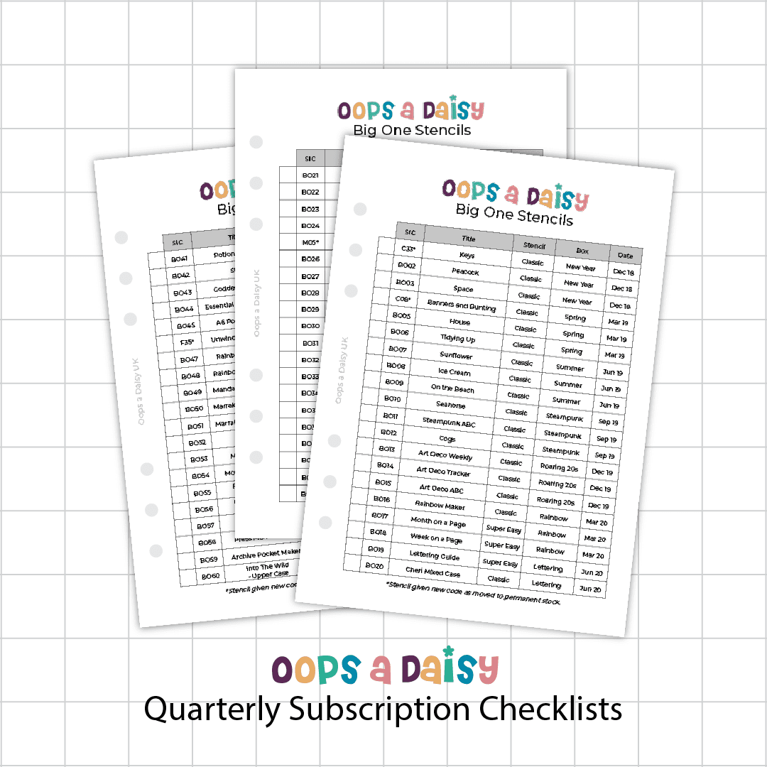 Oops a Daisy Subscription Stencil Checklists (Printed & Digital)