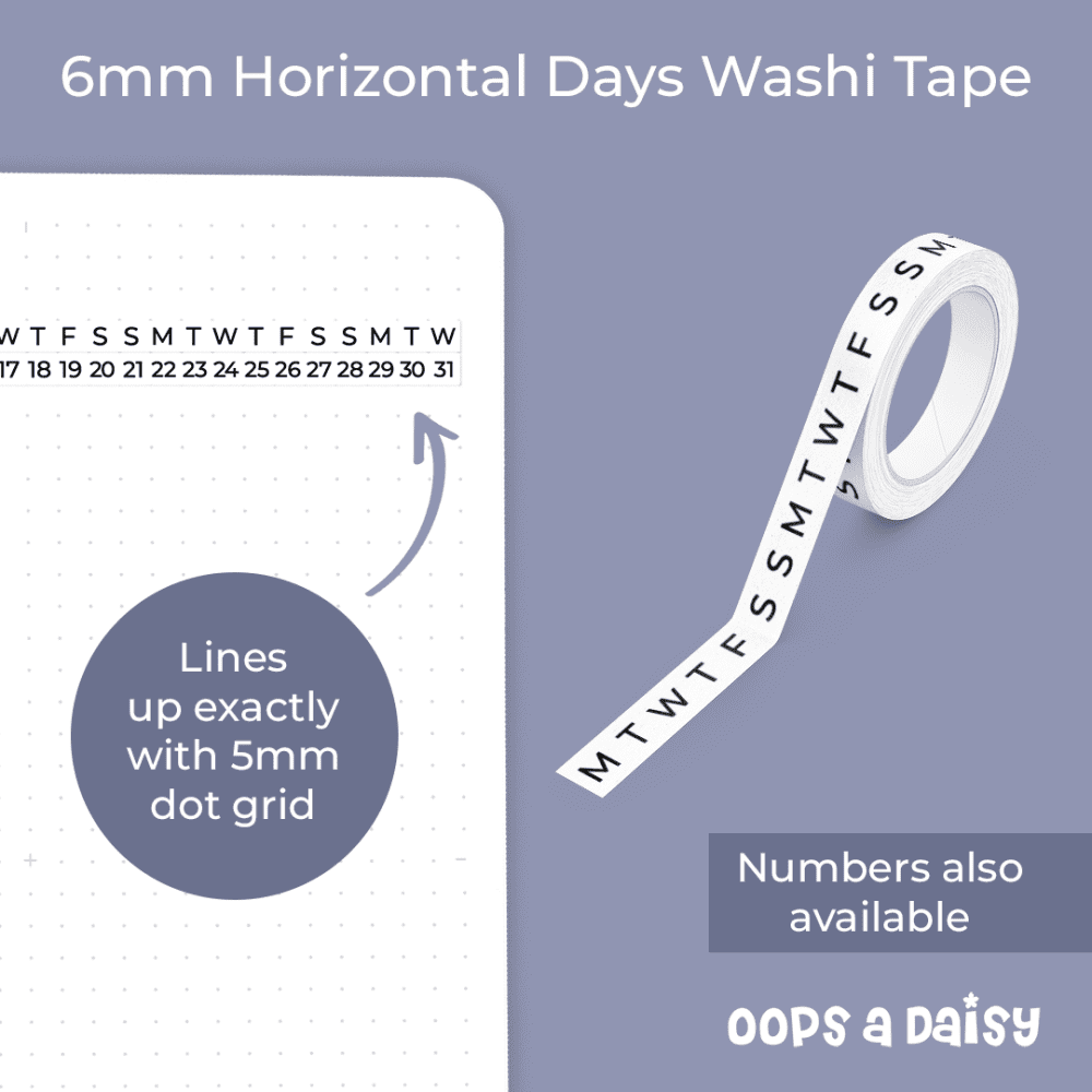 Horizontal Days - Skinny Washi Tape